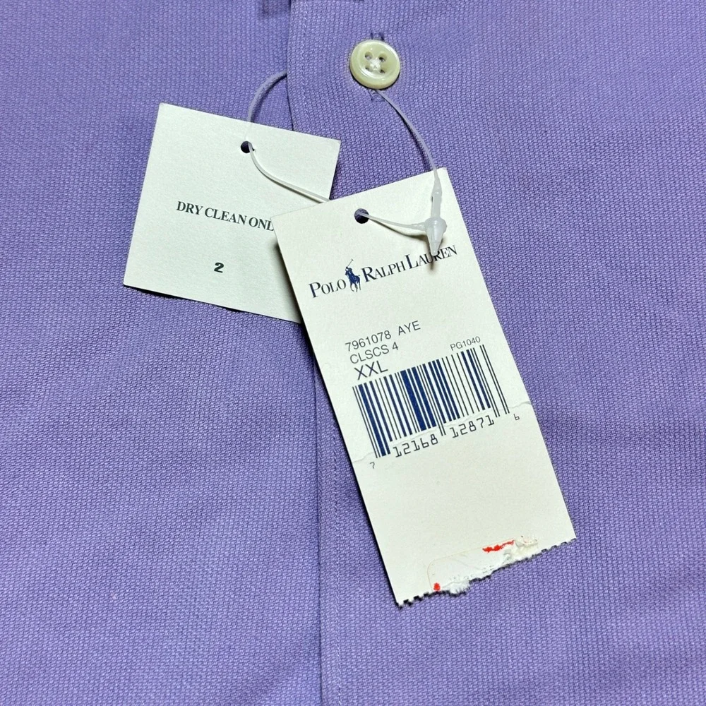 NEW Polo Ralph Lauren Button Shirt Mens 2XL Marlowe Silk Cotton‎ Lavender Purple